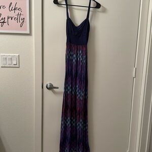 Multicolored blue maxi dress